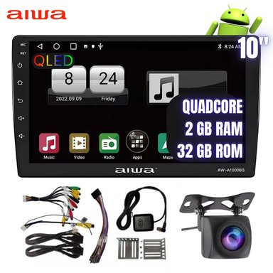 AUTORADIO AIWA AW-A1000BS BLUETOOTH ANDROID 2 DIN QUADCORE 10''HD 2GB + 32GB