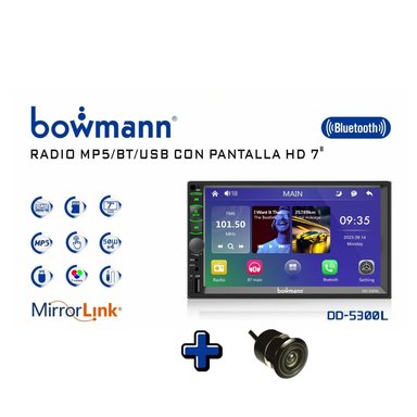 AUTORADIO BOWMANN CON MIRRORLINK ANDROID IOS 7' HD BT USB AUX + CÁMARA DE REVERSA - 2