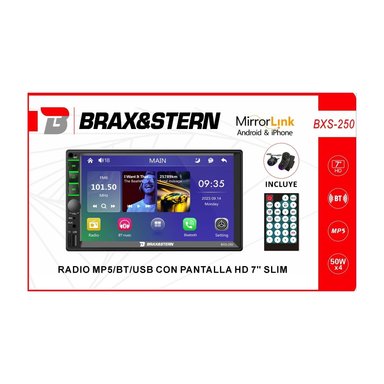 AUTORADIO BRAXYSTERN MIRRORLINK ANDROID IPHONE BT USB AUX 7 PULGADAS HD BXS-250 - 4