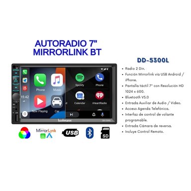 AUTORADIO BOWMANN MIRRORLINK ANDROID IOS 7' HD DD-5300L - 2