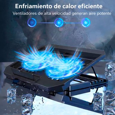 BASE COOLER PARA LAPTOP NEGRO 2 VENTILADORES USB LED XTRIKE ME FN-818 - 6