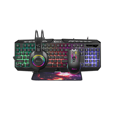 COMBO GAMER XTRIKE ME 4 EN 1 TECLADO + AUDIFONOS RGB + MOUSE 7200 + PAD NEGRO - 1