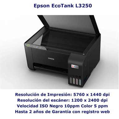 IMPRESORA MULTIFUNCIONAL EPSON ECOTANK L3250 WIFI + 4 TINTAS T544 BKCMY - 6