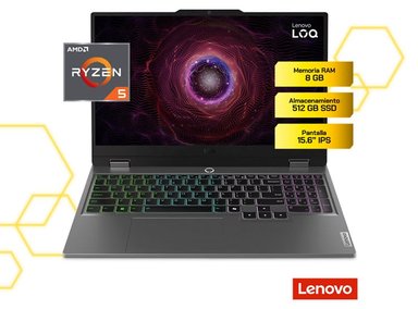 LAPTOP LENOVO LOQ 15ARP9 15.6' FHD 144HZ AMD RYZEN 5 RTX3050 8GB 512GB SSD