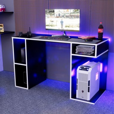 ESCRITORIO GAMER MOVENDA MUEBLES GAMER NR01 49 CM X 120 CM NEGRO/BLANCO NR 01