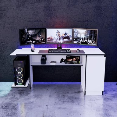 ESCRITORIO GAMER MOVENDA MUEBLES GAMER NR02 47 CM X 140 CM BLANCO NR 02 1 PUERTA