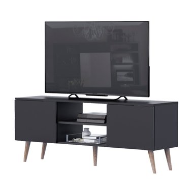 MESA DE TV MOVENDA MUEBLES ROCA SALES 65' 2 PUERTAS MOVENDA NEGRO
