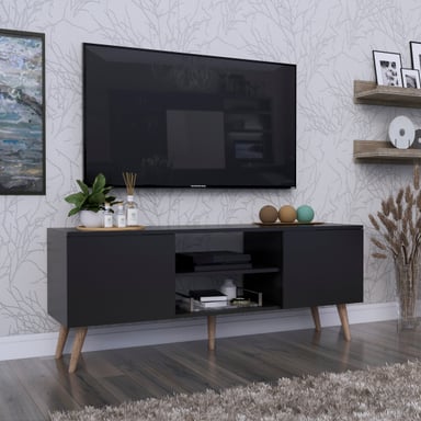 MESA DE TV MOVENDA MUEBLES ROCA SALES 65' 2 PUERTAS MOVENDA NEGRO - 2