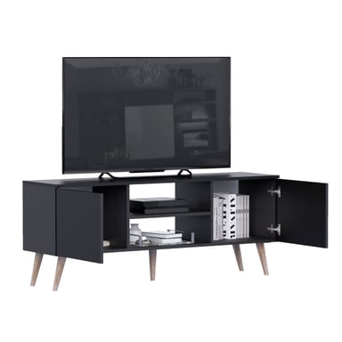 MESA DE TV MOVENDA MUEBLES ROCA SALES 65' 2 PUERTAS MOVENDA NEGRO - 3