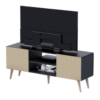 MESA DE TV MOVENDA MUEBLES ROCA SALES 65' 2 PUERTAS MOVENDA NEGRO - 4
