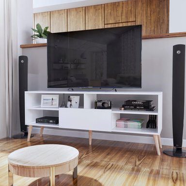 MESA DE TV MOVENDA MUEBLES SAO LEOPOLDO 65' 1 PUERTA MOVENDA BLANCO - 2