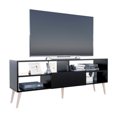 MESA DE TV MOVENDA MUEBLES SAO LEOPOLDO 65' 1 PUERTA MOVENDA NEGRO