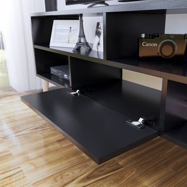MESA DE TV MOVENDA MUEBLES SAO LEOPOLDO 65' 1 PUERTA MOVENDA NEGRO - 3