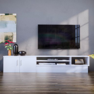 MESA DE TV TUPANDI 65' 2 PUERTAS MOVENDA BLANCO - 4