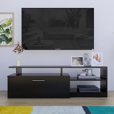 MESA DE TV MOVENDA MUEBLES CANOAS 55' 1 PUERTA MOVENDA NEGRO - 2