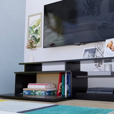 MESA DE TV MOVENDA MUEBLES CANOAS 55' 1 PUERTA MOVENDA NEGRO - 3