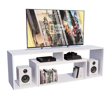 MESA DE TV MOVENDA MUEBLES GUAIBA EXTENSIBLE 65' MOVENDA BLANCO - 1