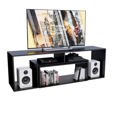 MESA DE TV MOVENDA MUEBLES GUAIBA EXTENSIBLE 65' MOVENDA NEGRO - 1