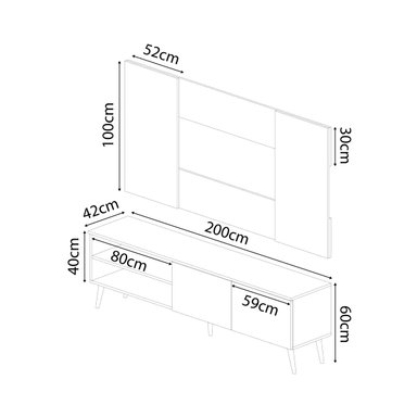 CENTRO DE ENTRETENIMIENTO MOVENDA MUEBLES CAXIAS 65' MESA DE TV Y PANEL MOVENDA CON PATAS DE MADERA BLANCO - 5