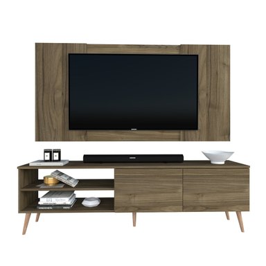 CENTRO DE ENTRETENIMIENTO 65? CAXIAS MESA DE TV Y PANEL MOVENDA GALES CON PATAS DE MADERA