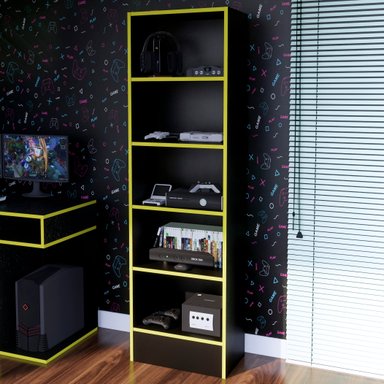 ESTANTE GAMER NR 01 177X52CM NEGRO/ AMARILLO - 2