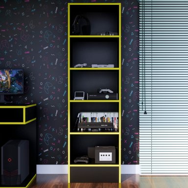ESTANTE GAMER NR 01 177X52CM NEGRO/ AMARILLO - 3