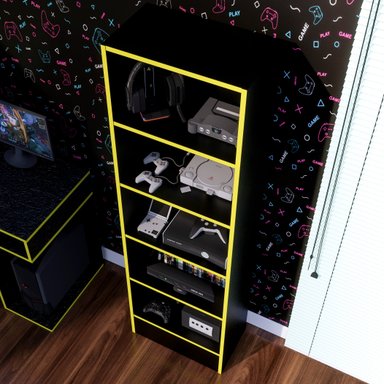 ESTANTE GAMER NR 01 177X52CM NEGRO/ AMARILLO - 4