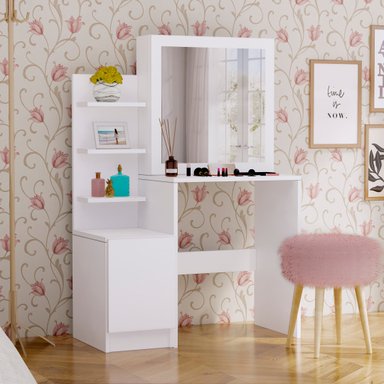 TOCADOR MOVENDA MUEBLES RUBI BLANCO 1 PUERTA CON ESPEJO - 2