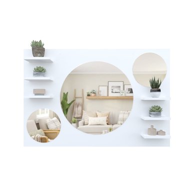 ESPEJO MOVENDA MUEBLES KORE RECTANGULAR BLANCO DECORATIVO 120X80CM CON REPISAS MOVENDA