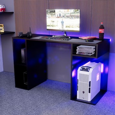 ESCRITORIO GAMER MOVENDA MUEBLES GAMER NR01 49 CM X 120 CM NEGRO NR 01 - 1