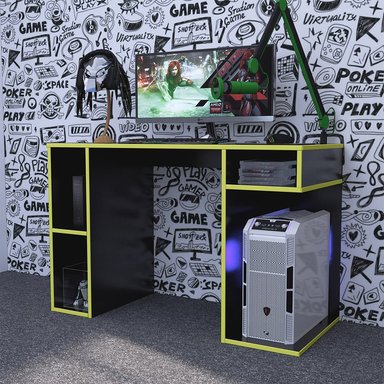 ESCRITORIO GAMER NR 01 120CM MOVENDA NEGRO/AMARILLO - 1