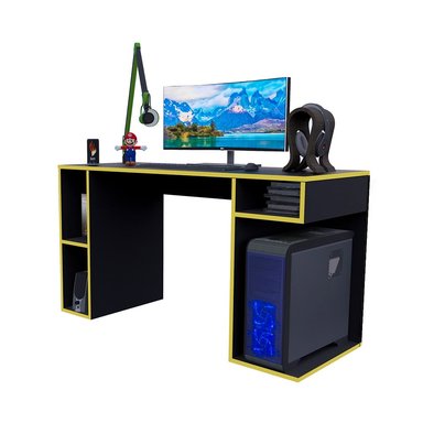 ESCRITORIO GAMER NR 01 120CM MOVENDA NEGRO/AMARILLO - 2