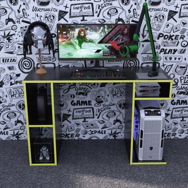ESCRITORIO GAMER NR 01 120CM MOVENDA NEGRO/AMARILLO - 3