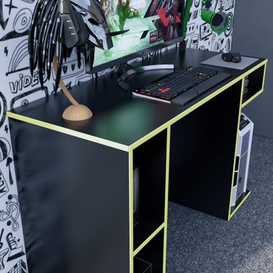 ESCRITORIO GAMER NR 01 120CM MOVENDA NEGRO/AMARILLO - 4