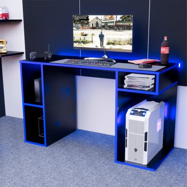 ESCRITORIO GAMER MOVENDA MUEBLES GAMER NR01 49 CM X 120 CM NEGRO/AZUL NR 01