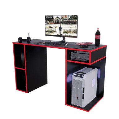 ESCRITORIO GAMER MOVENDA MUEBLES GAMER NR01 49 CM X 120 CM NEGRO/ROJO NR 01 - 2