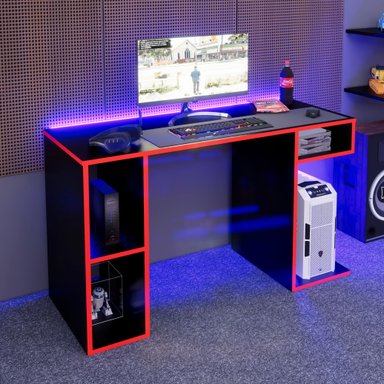ESCRITORIO GAMER MOVENDA MUEBLES GAMER NR01 49 CM X 120 CM NEGRO/ROJO NR 01 - 4