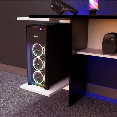 ESCRITORIO GAMER MOVENDA MUEBLES GAMER NR02 47 CM X 140 CM NEGRO/ BLANCO NR 02 1 PUERTA - 4