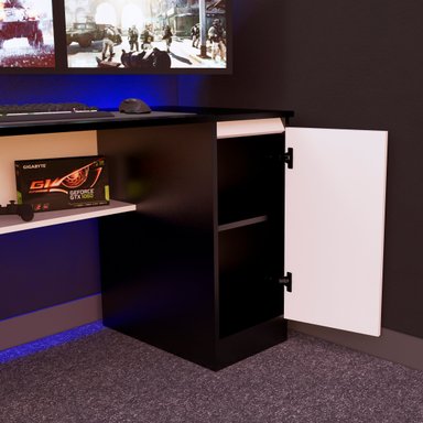 ESCRITORIO GAMER MOVENDA MUEBLES GAMER NR02 47 CM X 140 CM NEGRO/ BLANCO NR 02 1 PUERTA - 5