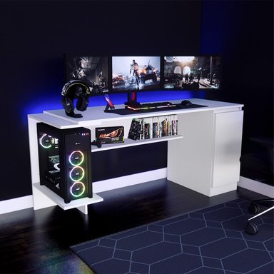 ESCRITORIO GAMER MOVENDA MUEBLES GAMER NR02 47 CM X 140 CM BLANCO NR 02 1 PUERTA FULL - 1
