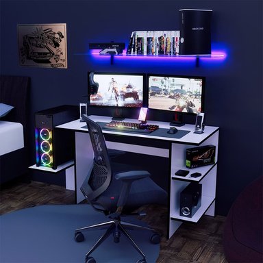ESCRITORIO GAMER NR 09 136CM MOVENDA BLANCO - 1