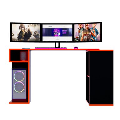 ESCRITORIO GAMER MOVENDA MUEBLES GAMER NR11 80 CM X 133 CM NEGRO/ROJO EN L XCM NR 11 - 3