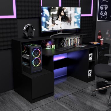 ESCRITORIO GAMER NR 13 150CM MOVENDA NEGRO FULL