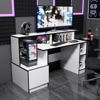 ESCRITORIO GAMER MOVENDA MUEBLES GAMER 13 150 CM X 60 CM BLANCO NR 13