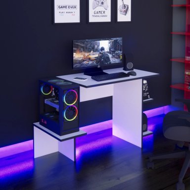 ESCRITORIO GAMER NR 10 121CM MOVENDA BLANCO