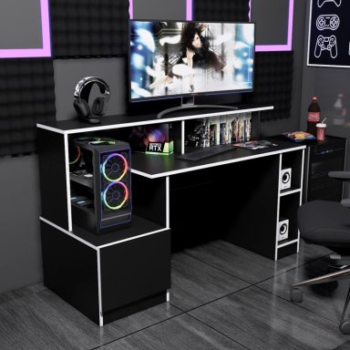 ESCRITORIO GAMER NR 13 150CM MOVENDA NEGRO