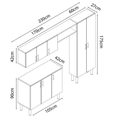 MUEBLE DE COCINA VALERIA 230CM MOVENDA BLANCO - 6