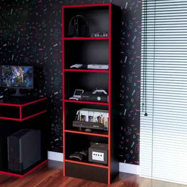 ESTANTE GAMER NR 01 177X52CM NEGRO/ROJO - 3