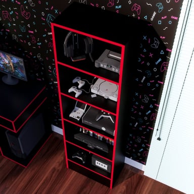 ESTANTE GAMER NR 01 177X52CM NEGRO/ROJO - 4