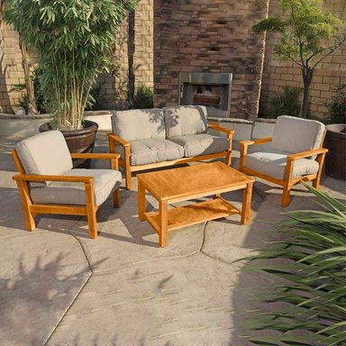 SET JUEGO TERRAZA MOVENDA MUEBLES GAVIOTA 4 PERSONAS MESA MADERA - 1